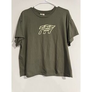 Chicago Church City Graphic T-shirt Women's Large Green Loving Serving Tee Top